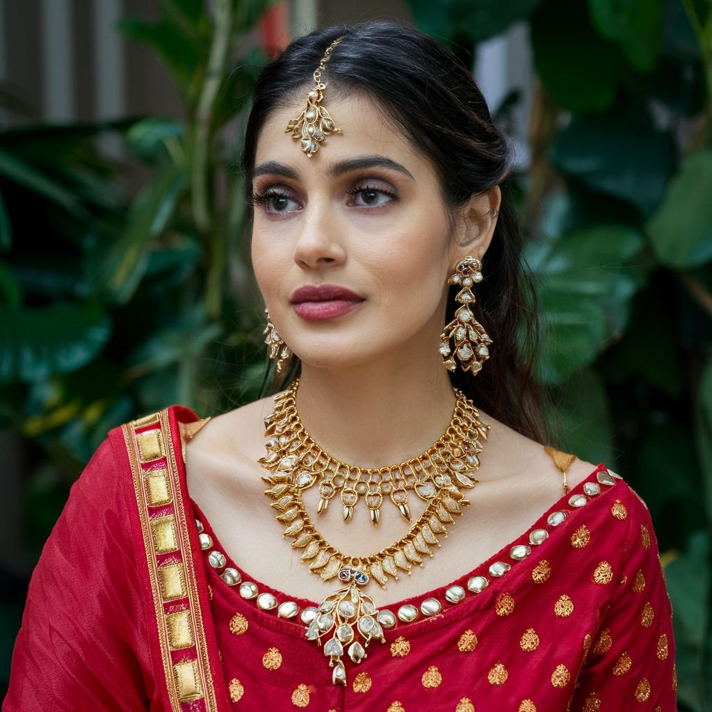 gold filled hypoallergenic - picture of an indian lady wearing gold jewelry